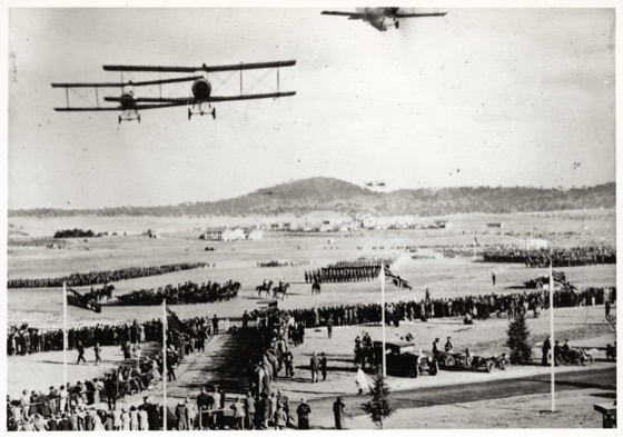 File:York Park, Canberra, during Royal Visit with aeroplanes overhead, 1927.jpg