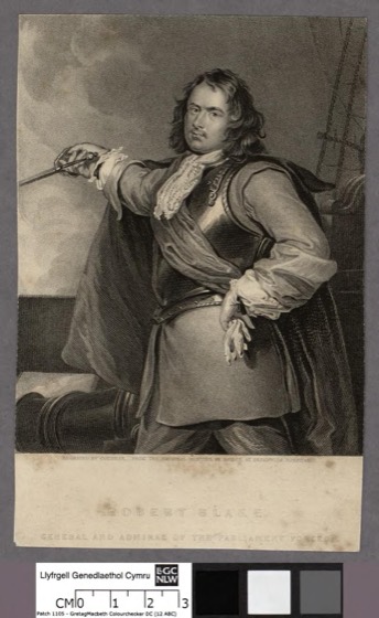 Robert Blake, General and Admiral of the Parliament Forces (gravura, National Library of Wales)