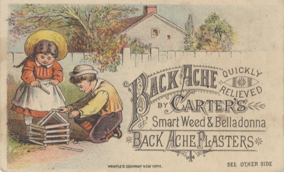 Carter's Back Ache Plasters vintage trade card