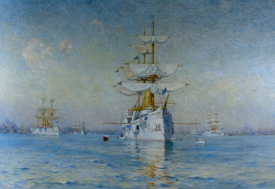 Pintura de navio de guerra francês (Walter L. Dean)