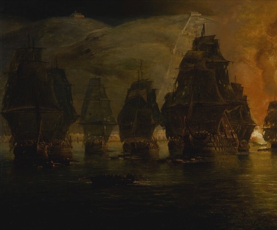 Recorte cinematográfico da pintura do bombardeio de 1838 (mesma fonte da cena 10)