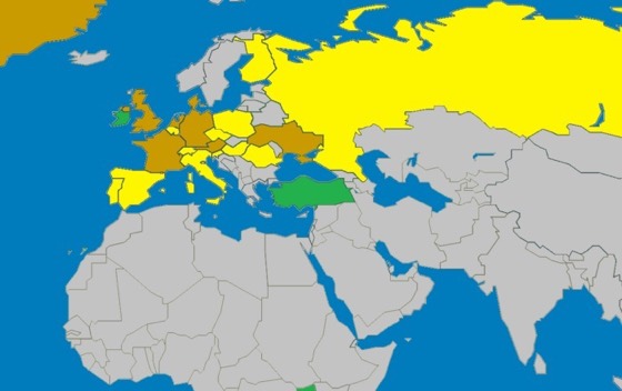 Recorte do mapa-múndi, região da Europa (mesma fonte da cena 7)