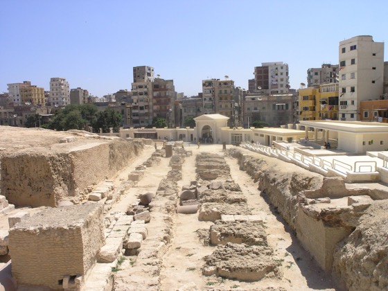 Alexandria - View of ruins of the Serapeum from Pompey's Pillar.