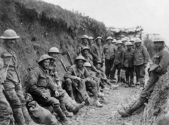 A ration party of the Royal Irish Rifles in a communication trench during the Battle of the Somme. The date is believed to be 1 July 1916, the first day on the Somme, and the unit is possibly the 1st Battalion, Royal Irish Rifles (25th Brigade, 8th Division).