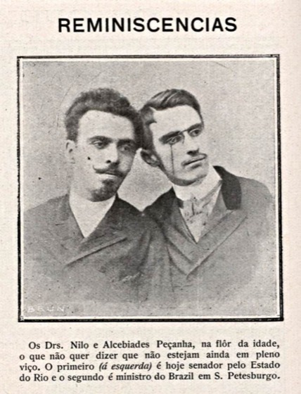 Os irmãos Nilo e Alcebíades Peçanha quando jovens. Revista "Fon-Fon!" (1913).