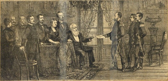 Entrega da mensagem à D. Pedro II, pelo Major Solon, no dia 6 de novembro de 1889.