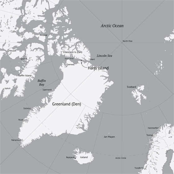 Locator map for Hans Island