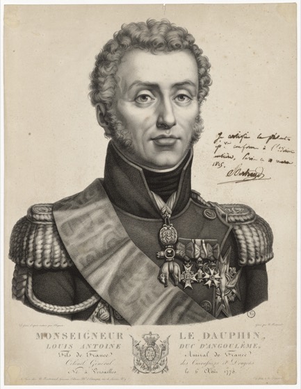File:Monseigneur le Dauphin, Louis Antoine duc d'Angoulême Dessiné d'après nature par Olagnon. Gravé par N. Bertrand.png